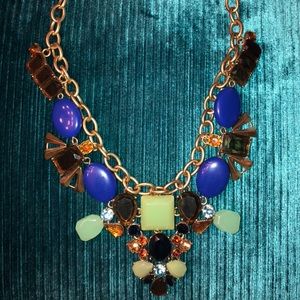 J. Crew Gold, Blue, and Green Statement Necklace